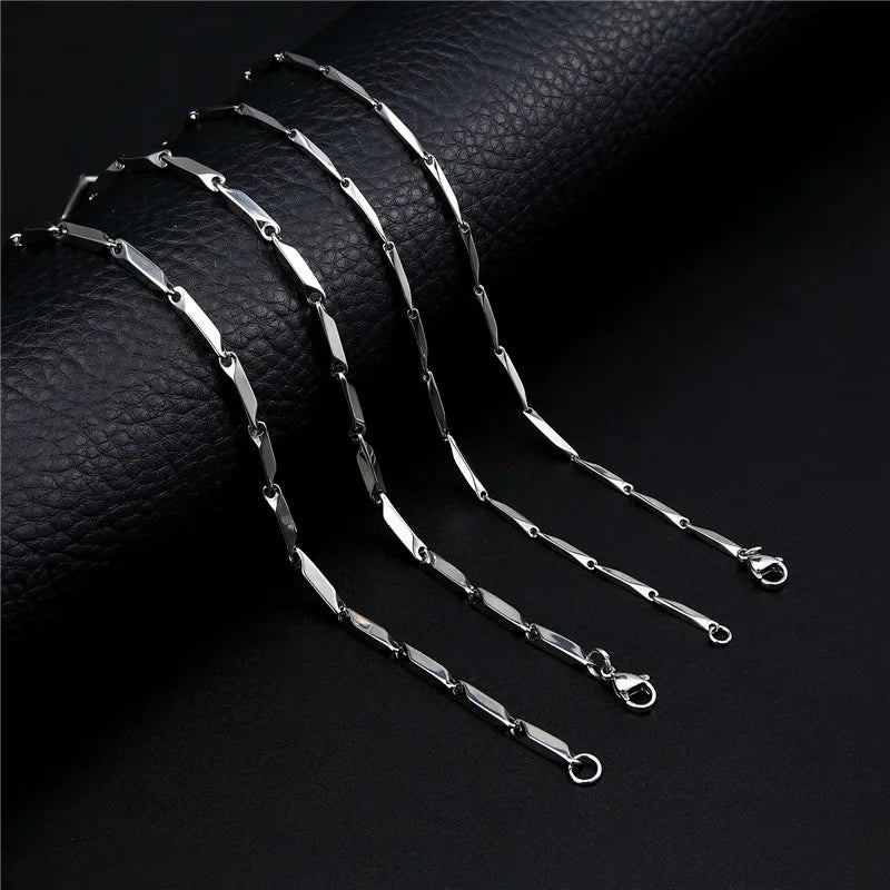 Fashion Mens rhombus Chain Necklace Melon stainless steel Chain Women Necklace  for Pendant  Male Choker Jewelry Wholesale Cheap