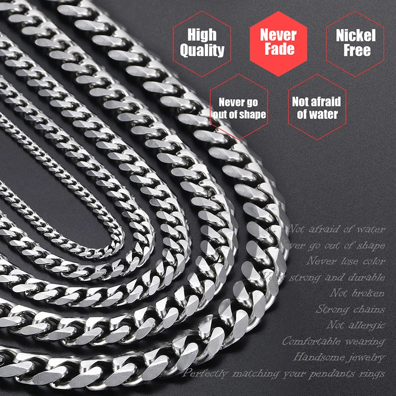 Fashion Mens rhombus Chain Necklace Melon stainless steel Chain Women Necklace  for Pendant  Male Choker Jewelry Wholesale Cheap