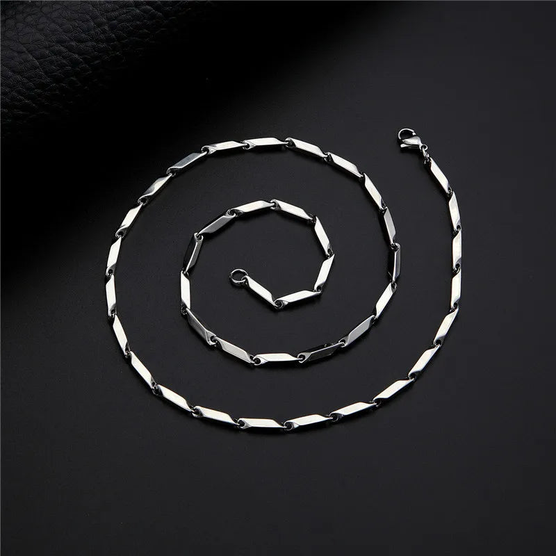 Fashion Mens rhombus Chain Necklace Melon stainless steel Chain Women Necklace  for Pendant  Male Choker Jewelry Wholesale Cheap