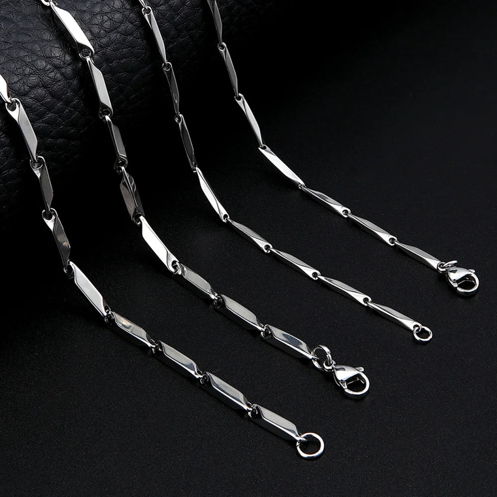 Fashion Mens rhombus Chain Necklace Melon stainless steel Chain Women Necklace  for Pendant  Male Choker Jewelry Wholesale Cheap