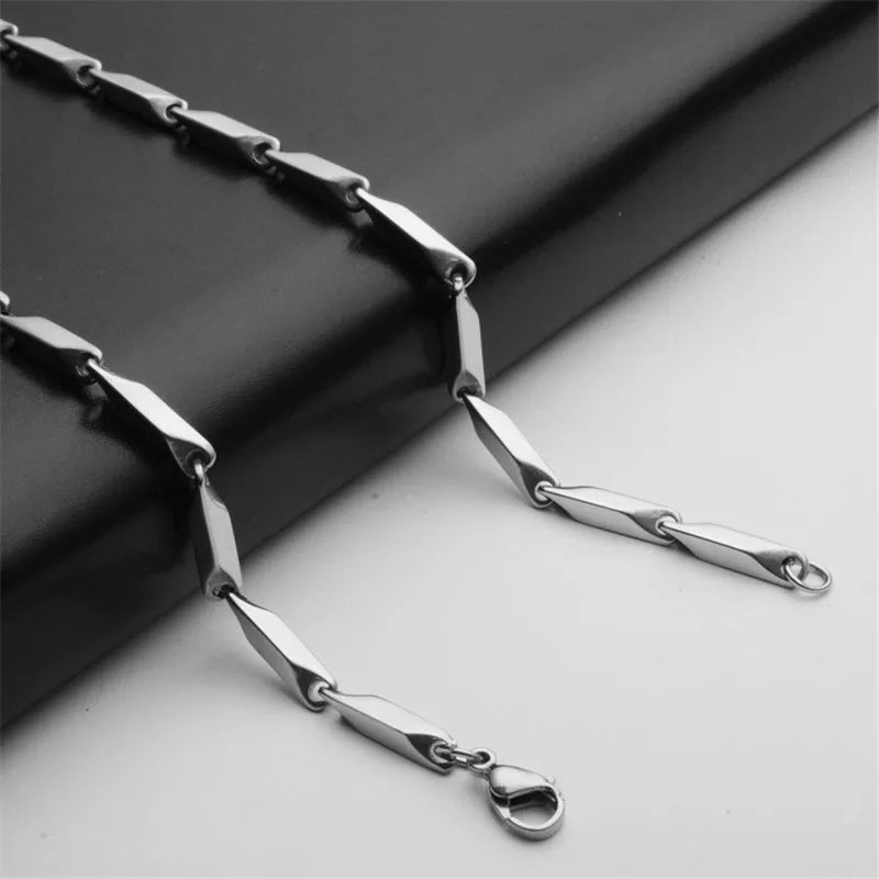Fashion Mens rhombus Chain Necklace Melon stainless steel Chain Women Necklace  for Pendant  Male Choker Jewelry Wholesale Cheap