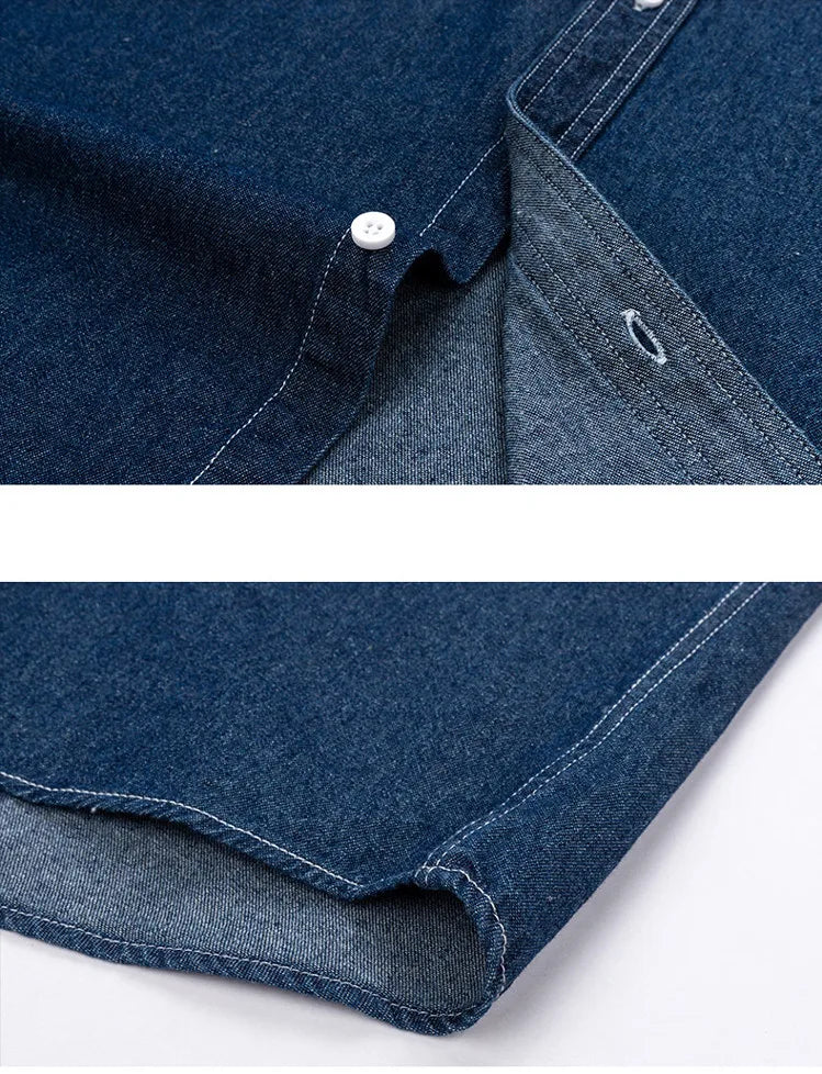 Men's Denim Shirts Short Sleeve Cotton Slim cotton Jeans Denim Shirts Men Summer High Quality Pockets Shirt Men Clothing