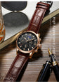 2025 New Mens Watches LIGE Top Brand Luxury Leather Casual Quartz Watch Men&