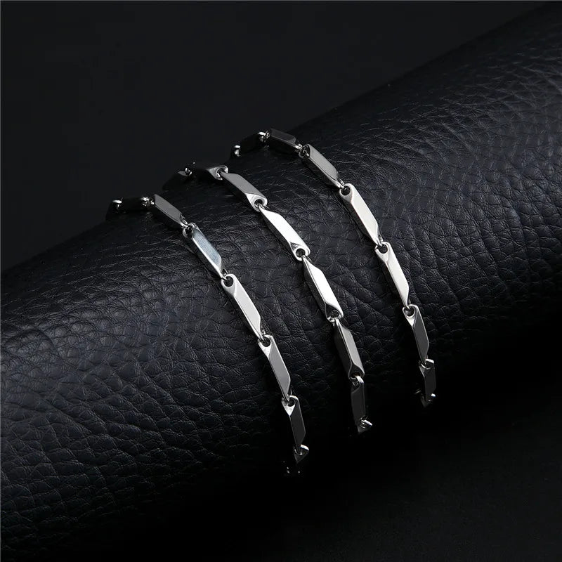 Fashion Mens rhombus Chain Necklace Melon stainless steel Chain Women Necklace  for Pendant  Male Choker Jewelry Wholesale Cheap