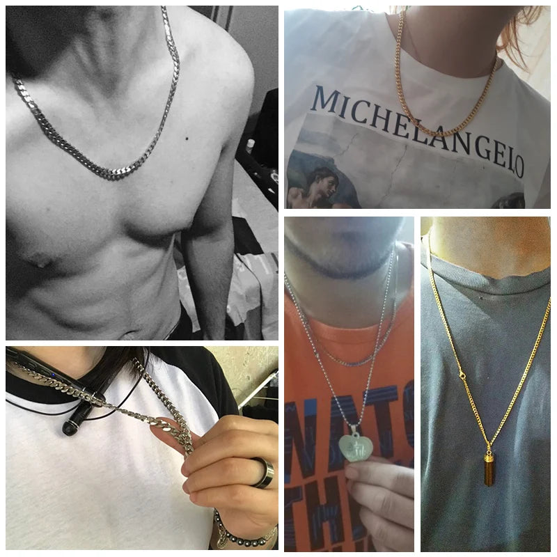Fashion Mens rhombus Chain Necklace Melon stainless steel Chain Women Necklace  for Pendant  Male Choker Jewelry Wholesale Cheap