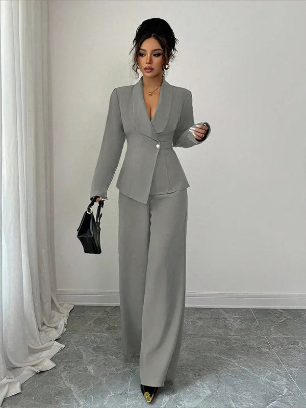 Women's cothing spring new style long-sleeved suit jacket, straight-leg pants, two-piece set for fashionable professional wear
