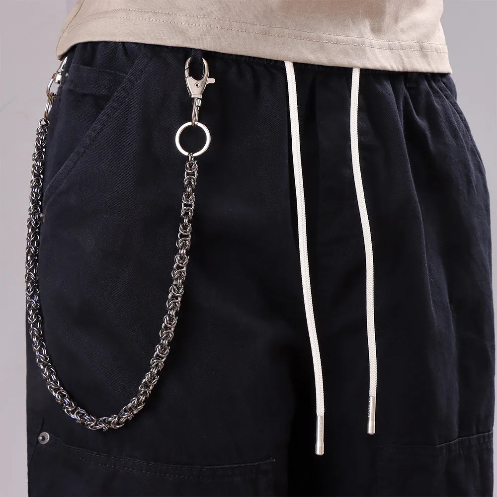 Hand-woven keel chain, bold and trendy, woven lantern rings interlocking, personalized pants chain for men and women