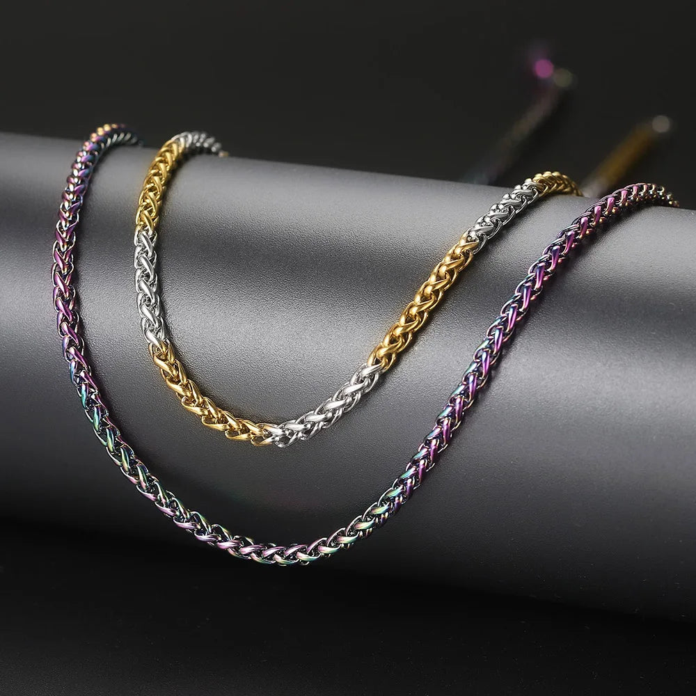 Franco Chain For Men Male Minimalist Stainless Steel Necklace Women Daily Wear Hip Hop Jewelry Gifts Width 3mm Length 60cm C024
