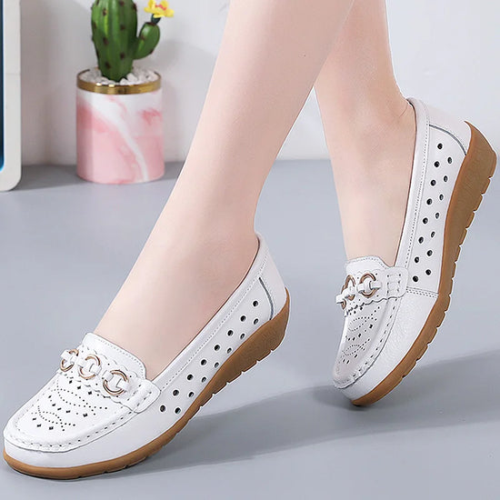 Woman Shoes Breathable Leather Shoes For Women Low Heels Casual Zapatos Mujer Elegant Heel Women&