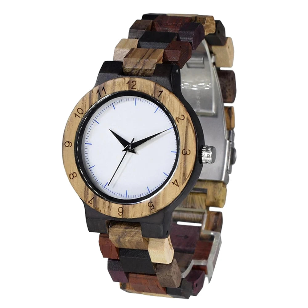 Womens Wooden Watch with All Wood Strap Analog Classic Design Colorful Bamboo Ladies Watches for Women