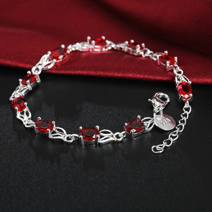 925 Sterling Silver Ruby Sapphire Amethyst Gemstone Bracelets Woman Wedding Jewelry Accessories Wholesale Jewellery