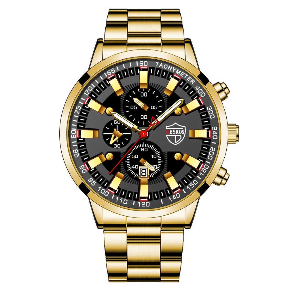 2023 Mens Watches Fashion Luxury Men Black Stainless Steel Quartz Wristwatch Man Business Casual Leather Watch relogio masculino
