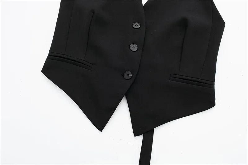 2025 Women's Fashion Off Shoulder Sleeveless Cropped Vest Backless Design V Neck Short Summer Waistcoat Daily Outfits
