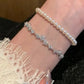 Floral Shiny Adjustable Zircon Bracelet Elegant Micro-inlaid Zircon Pull Flower Bracelet Crystal Silver Hand Chain Gifts
