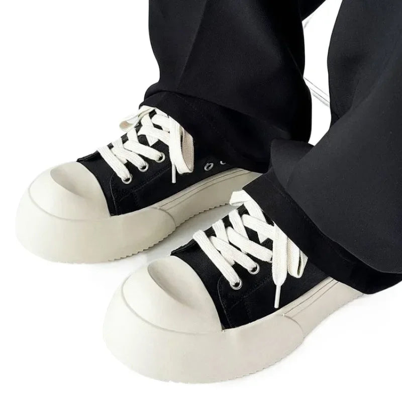 Men Thick-Soled Big Round Toe Sneakers Couple Anti slip Wear Outdoor Shoes Women Versatile Trendy Casual Unisex Board Footwear