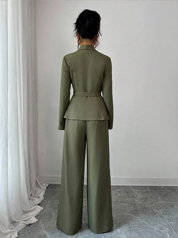 Women's cothing spring new style long-sleeved suit jacket, straight-leg pants, two-piece set for fashionable professional wear