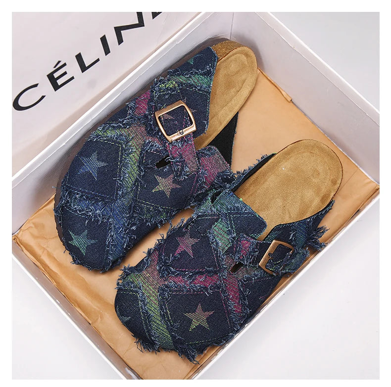 Mens Sandals Couple Cork Clogs Slippers Fashion Soft Footbed Suede Beach Slides with Arch Support Girls Outdoor Muller Shoes