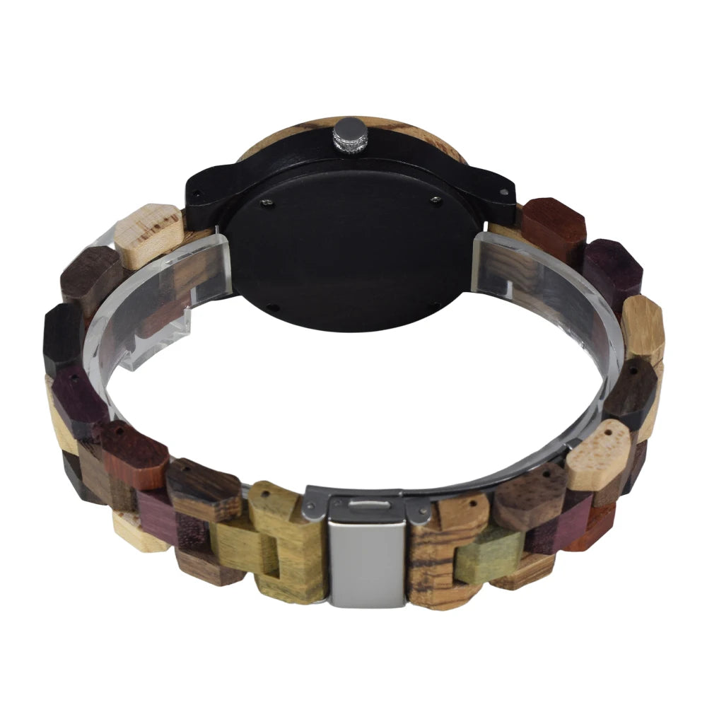 Womens Wooden Watch with All Wood Strap Analog Classic Design Colorful Bamboo Ladies Watches for Women