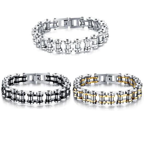 Mens Stainless Steel Bracelet Biker Bicycle Motorcycle Link Chain for Men Bangle Rock Male Jewelry Gift