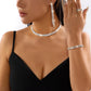 Exquisite Zircon Tennis Bracelet Choker Necklace for Women Full Rhinestone Dangle Earrings and Ring Wedding Party Jewelry Set