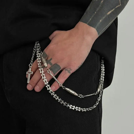 Fashion Cross Pants Chain For Men Metal Waist Chain Street Punk Jeans Chain Detachable Trousers Hanging Chain Accessory
