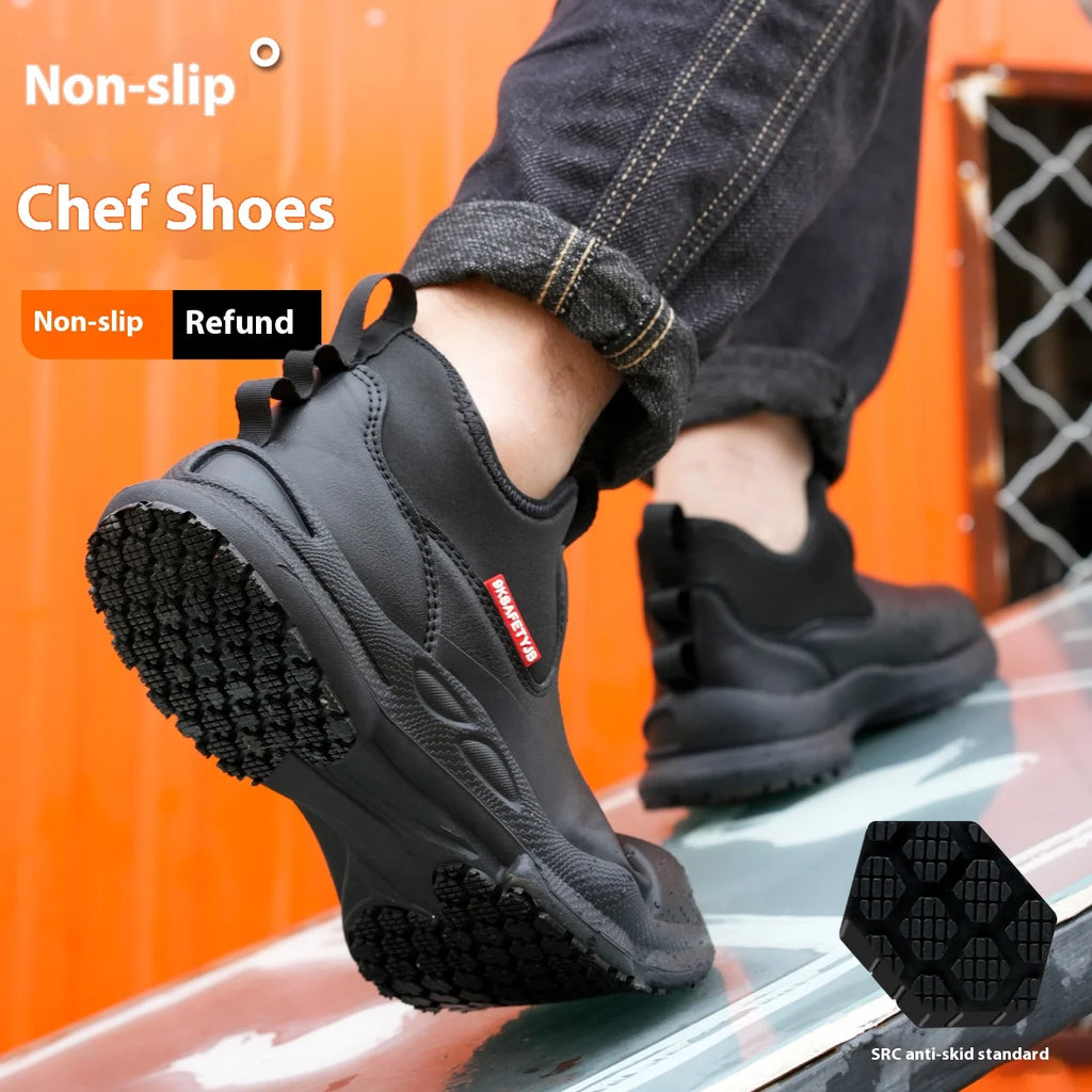 Mens Chef Work Shoes Non-Slip Oil-Resistant Kitchen Footwear Comfortable Restaurant Safety Shoes Waterproof Kitchen Shoes