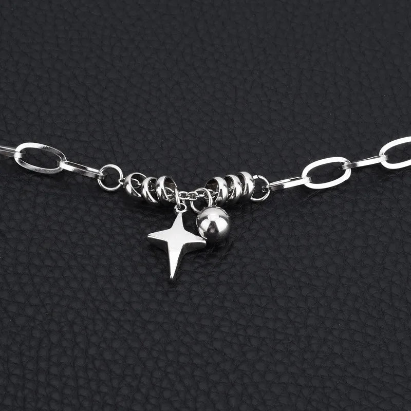 Hip Hop Chain Bracelets for Men Boys,Never Fade 4-point Star Adjsutable Wristband,Trendy Jewelry Gifts