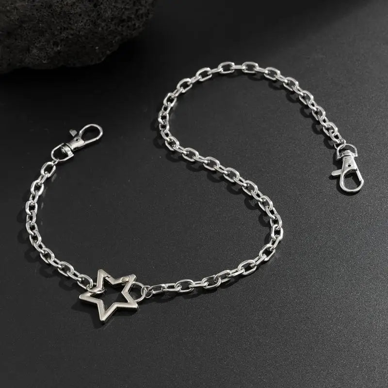 Fashion Cross Pants Chain For Men Metal Waist Chain Street Punk Jeans Chain Detachable Trousers Hanging Chain Accessory