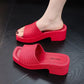 35-40 Women Slippers Wedges Sandals Summer Shoes Female Beach Flip Flops Thick-soled Square Toe Mules Clogs Platform Footwear Y2