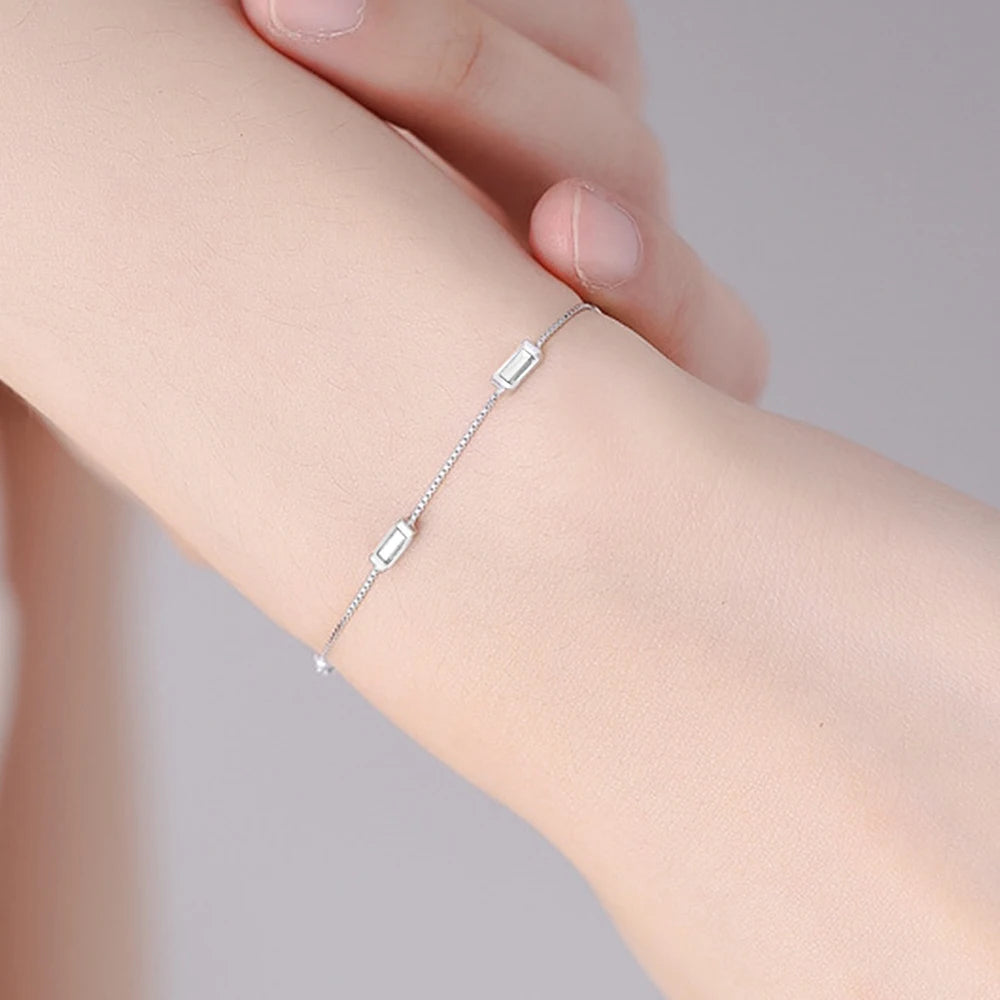 RYJU 925 Sterling Silver Square Emerald Zircon Bracelet for Women Vintage Emeralds Bracelets Charm Wedding Party Fashion Jewelry