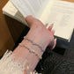 Floral Shiny Adjustable Zircon Bracelet Elegant Micro-inlaid Zircon Pull Flower Bracelet Crystal Silver Hand Chain Gifts