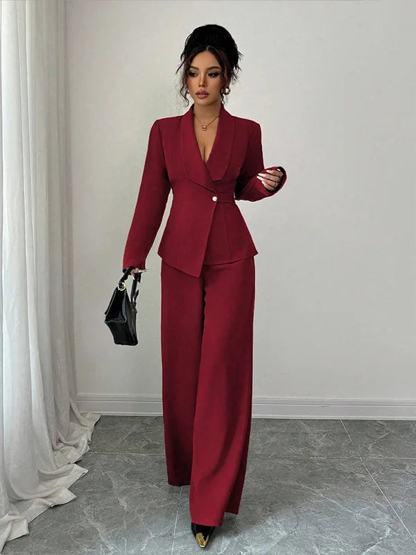 Women's cothing spring new style long-sleeved suit jacket, straight-leg pants, two-piece set for fashionable professional wear