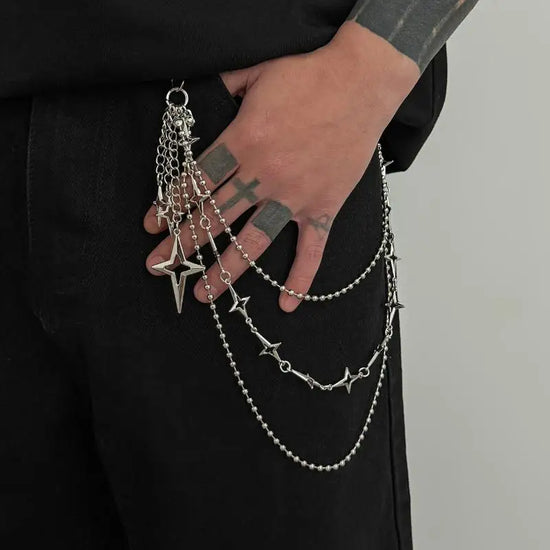 Fashion Cross Pants Chain For Men Metal Waist Chain Street Punk Jeans Chain Detachable Trousers Hanging Chain Accessory