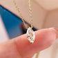925 Silver Plated Fashion Golden Marquise Series Zircon Ring Necklace For Women Engagement Wedding Simple Jewelry Set
