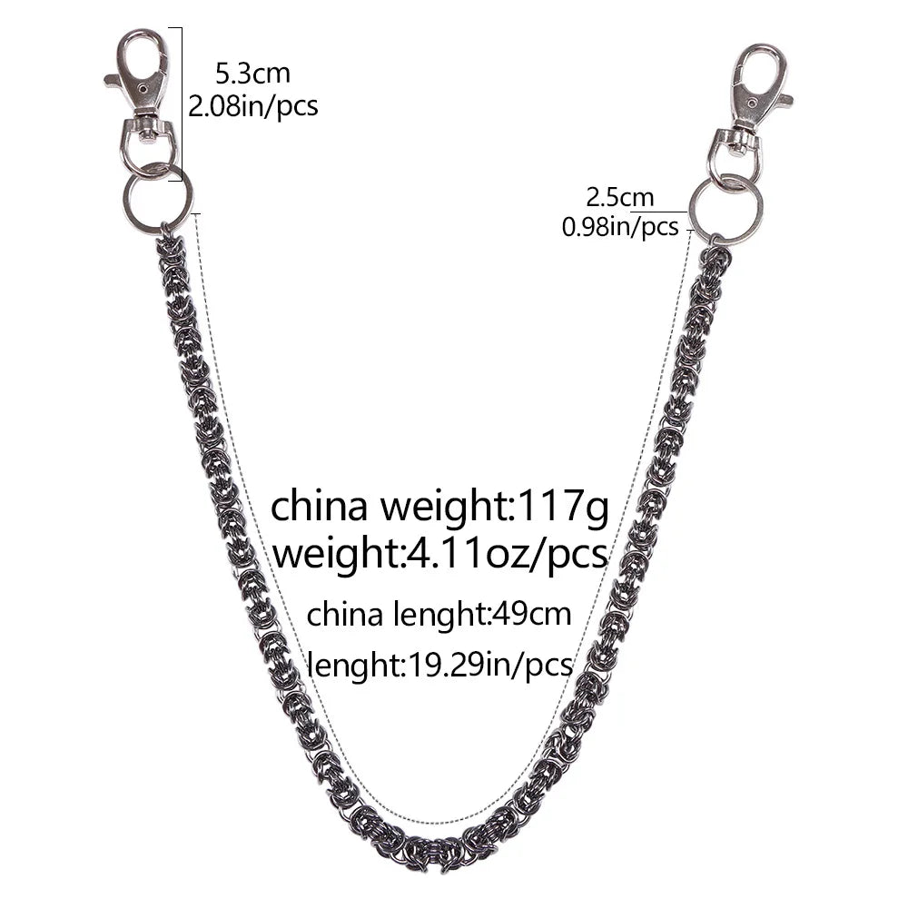 Hand-woven keel chain, bold and trendy, woven lantern rings interlocking, personalized pants chain for men and women