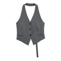 2025 Women's Fashion Off Shoulder Sleeveless Cropped Vest Backless Design V Neck Short Summer Waistcoat Daily Outfits
