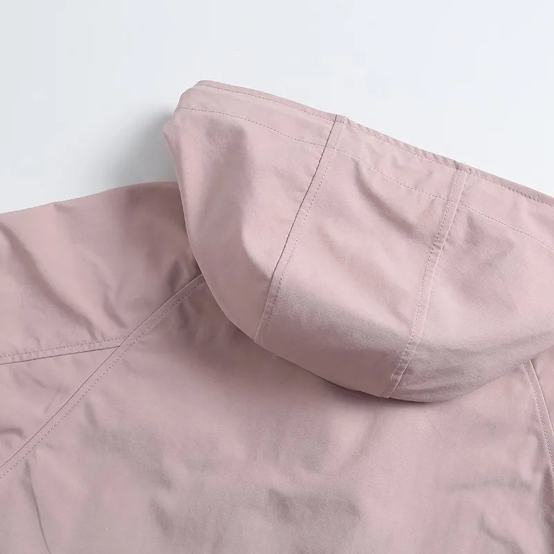 Women's clothing 2025 autumn new loose hooded jacket simple and versatile submachine jacket short jacket