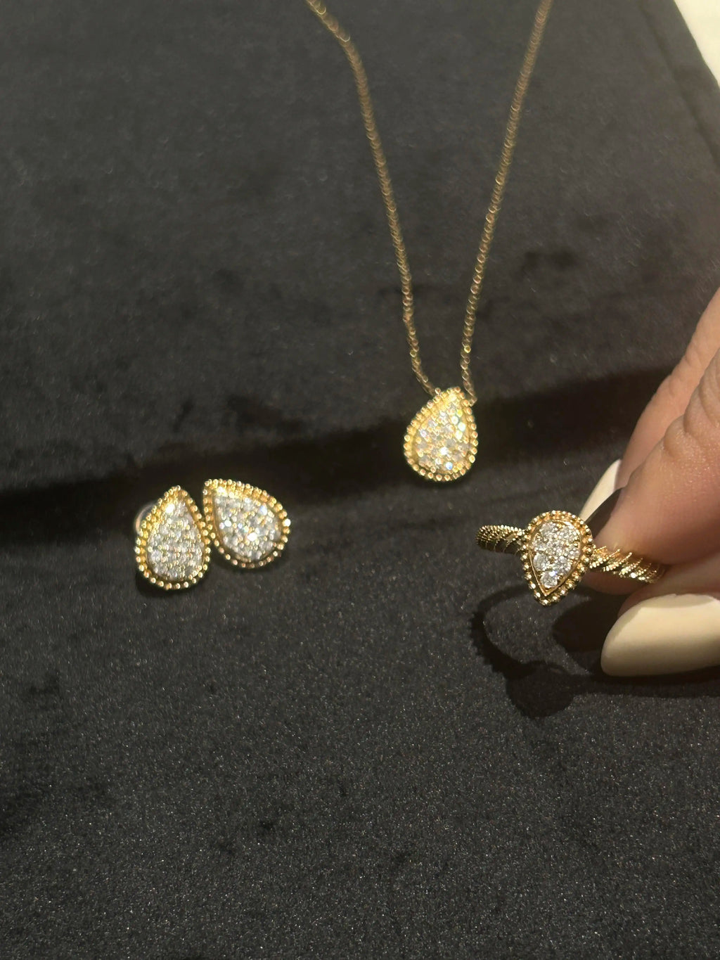 Water Drop Teardrop Jewelry Set Women's S925 Silver Necklace Earring Bracelet Ring AAAA+ Zircon High quality Wedding Party Gift
