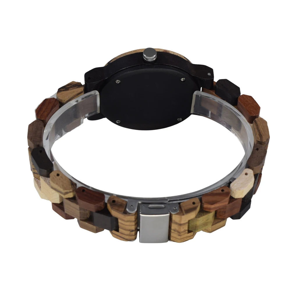 Womens Wooden Watch with All Wood Strap Analog Classic Design Colorful Bamboo Ladies Watches for Women