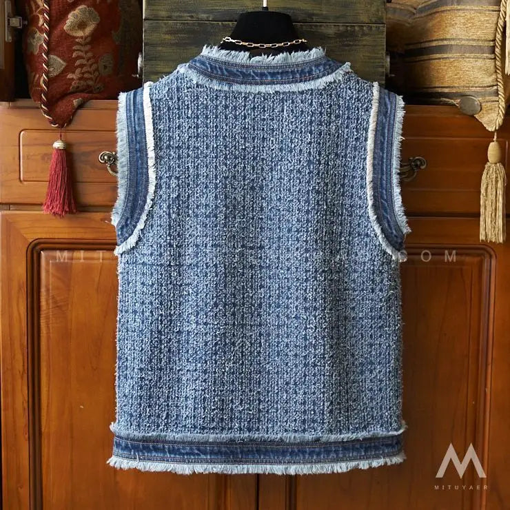 Women's Cowboy Vest Tops Workwear Vests Loose Casual Thin Waistcoats
