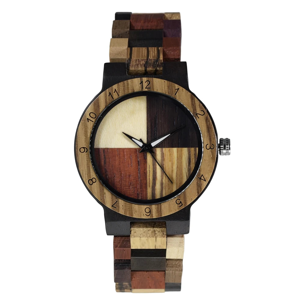 Womens Wooden Watch with All Wood Strap Analog Classic Design Colorful Bamboo Ladies Watches for Women