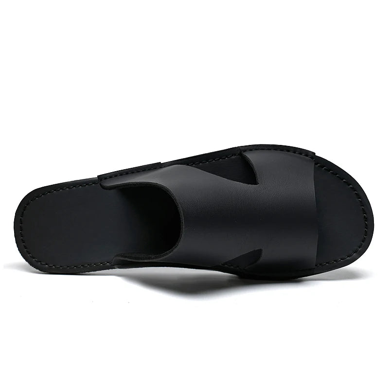 Men's Beach Slippers Man Footwear 2025 Summer New Men's Casual Shoes Soft Sole Fashion Pu Leather Anti slip Trendy Men Sneakers