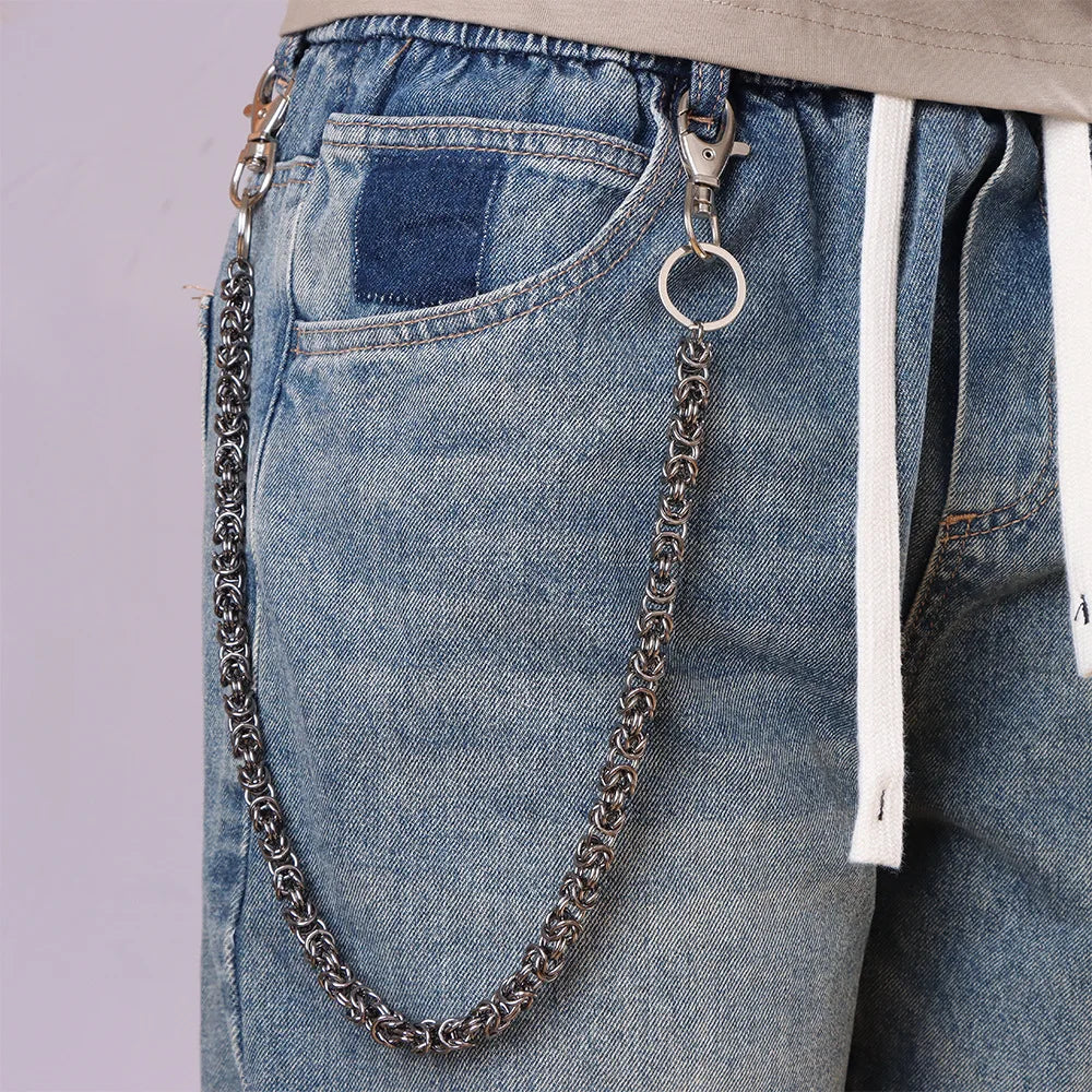 Hand-woven keel chain, bold and trendy, woven lantern rings interlocking, personalized pants chain for men and women