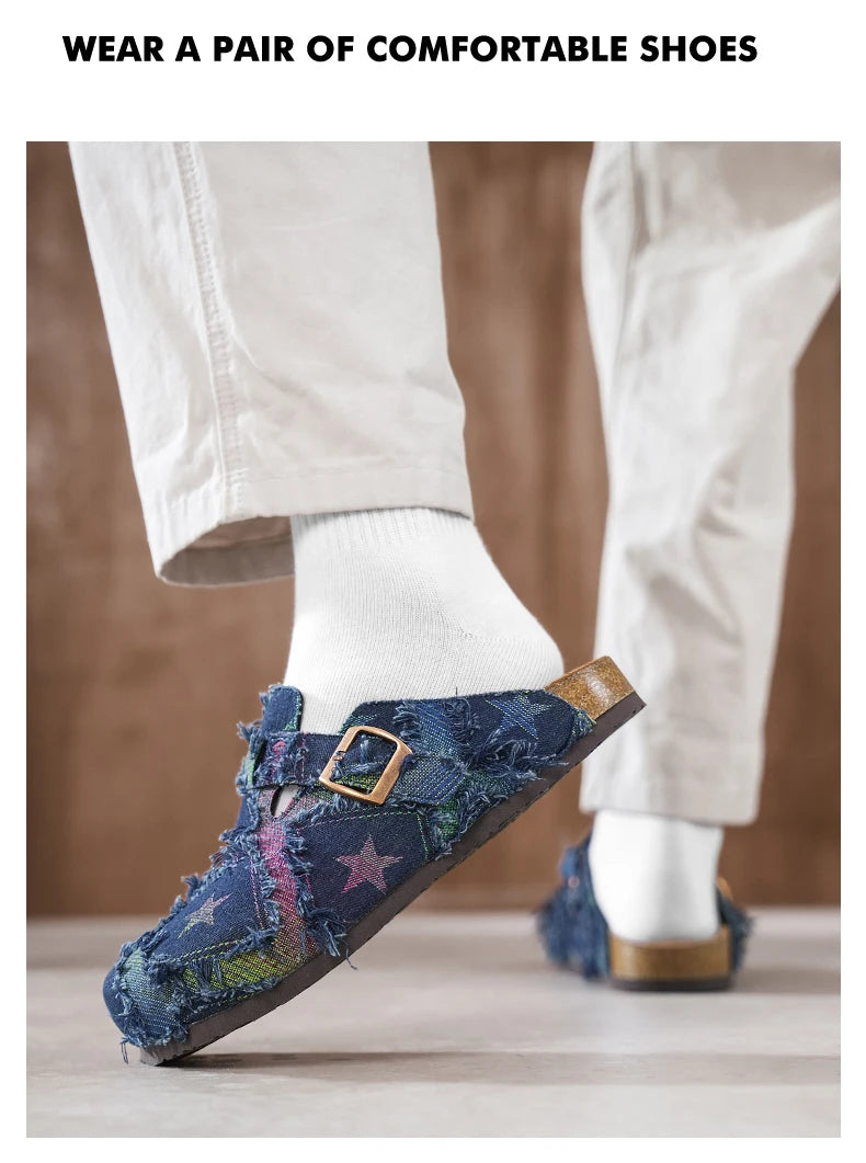 Mens Sandals Couple Cork Clogs Slippers Fashion Soft Footbed Suede Beach Slides with Arch Support Girls Outdoor Muller Shoes