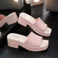 35-40 Women Slippers Wedges Sandals Summer Shoes Female Beach Flip Flops Thick-soled Square Toe Mules Clogs Platform Footwear Y2