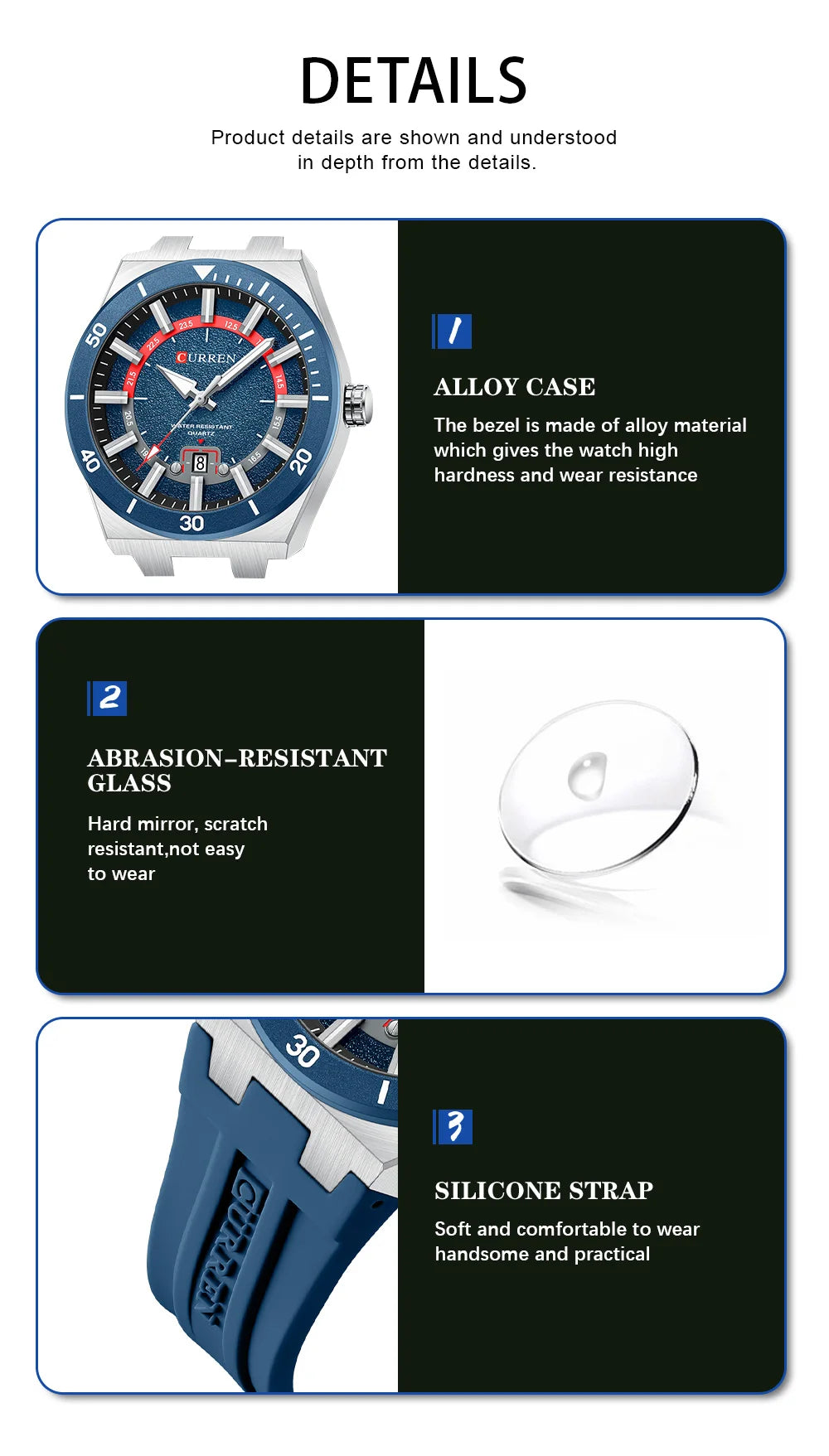 Mens Watches Analog Quartz Sports Unisex 30M Waterproof Watch for Men Military Time with Second Hand Glowing Easy to Read Dial