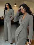 Women's cothing spring new style long-sleeved suit jacket, straight-leg pants, two-piece set for fashionable professional wear