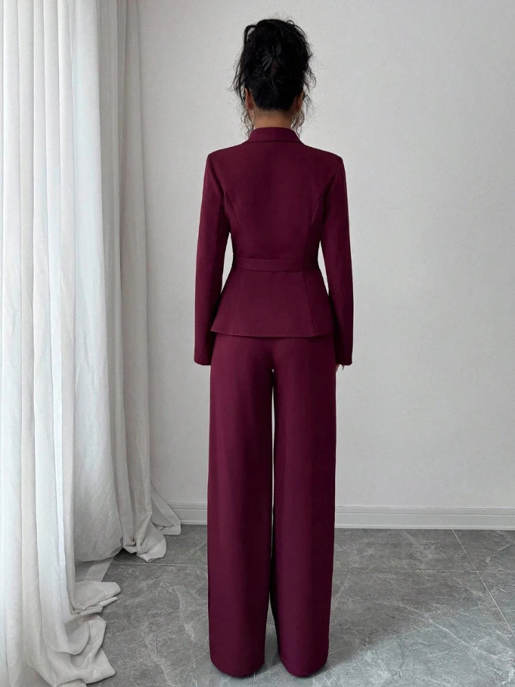 Women's cothing spring new style long-sleeved suit jacket, straight-leg pants, two-piece set for fashionable professional wear