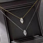 925 Silver Plated Fashion Golden Marquise Series Zircon Ring Necklace For Women Engagement Wedding Simple Jewelry Set