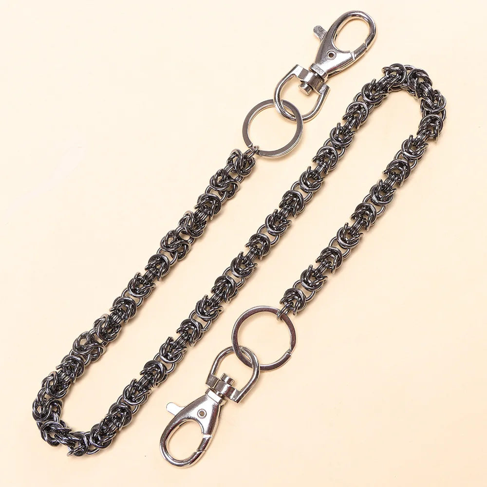 Hand-woven keel chain, bold and trendy, woven lantern rings interlocking, personalized pants chain for men and women